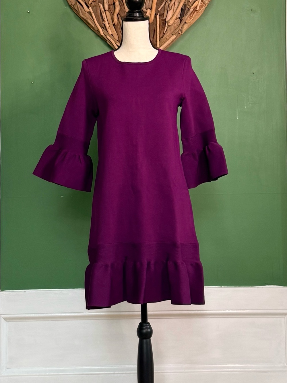 Ted Baker Deep Purple Ruffle-Sleeve Shift Dress